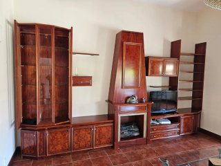 Mueble de salón completo madera oscura