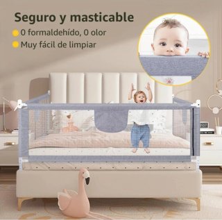 2 Barreras Cama 200x68-95cm Protección Infantil