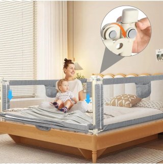 2 Barreras Cama 200x68-95cm Protección Infantil