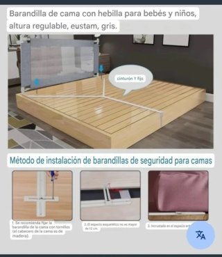 2 Barreras Cama 200x68-95cm Protección Infantil