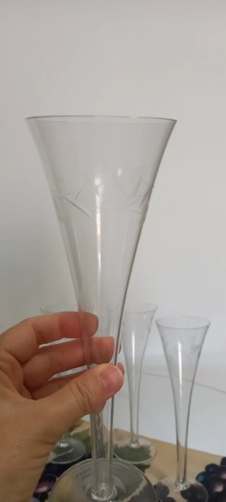 Juego 6 copas cava cristal tallado