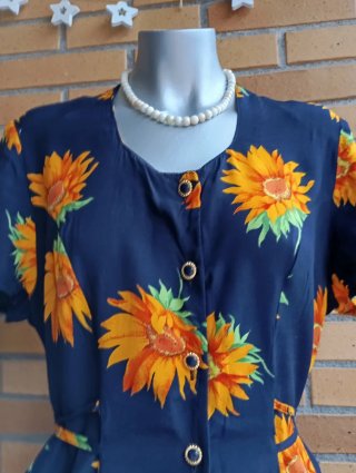 Vestido Vintage Estampado Flores