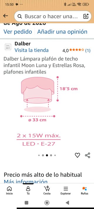 Plafón infantil Dalber Luna y estrella rosa