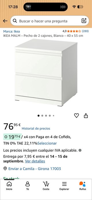 Mesitas de noche blancas (2 unidades)