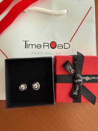 Pendientes Plata S925 Time Road Nuevos