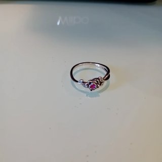 Anillo plata Pandora flor rosa Bella y Bestia