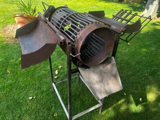 Asador de pimientos con quemador de gas