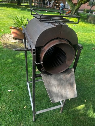 Asador de pimientos con quemador de gas