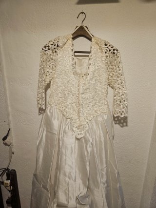 Vestido Novia Vintage Hueso Encaje + Velo