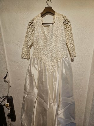 Vestido Novia Vintage Hueso Encaje + Velo