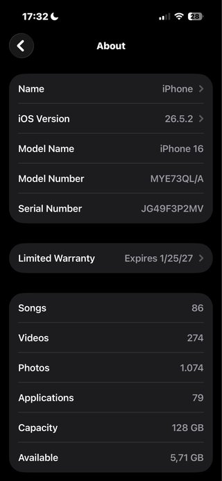 iPhone 16 128GB Negro