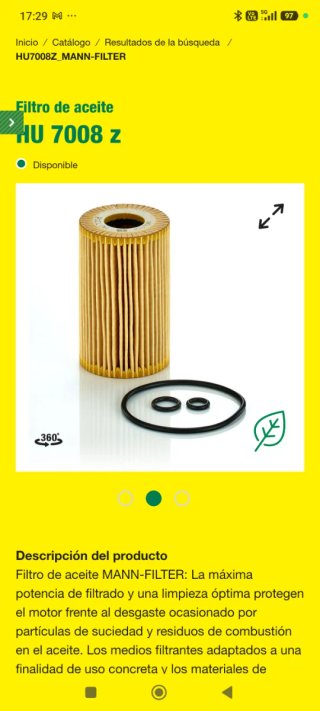 Filtro de aceite Mann-Filter 7008Z