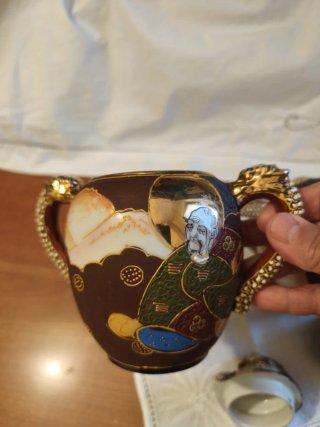 Set teiera e zuccheriera Dragonware vintage