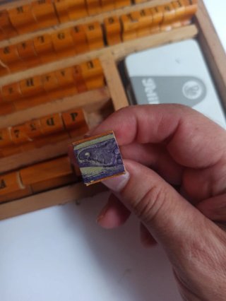 Imprenta rotuladora de madera con sellos años 60