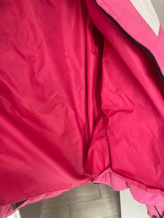 Chaqueta de moto rosa y blanca
