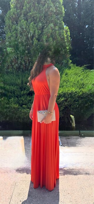 Vestido fiesta coral largo