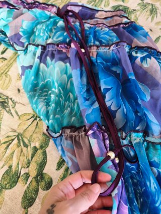 Falda larga floral volantes talla única
