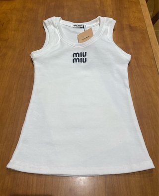 Miu Miu Top Canalé Blanco Talla S