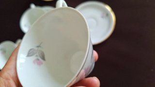 4 Tazas y Platos Porcelana Santa Clara
