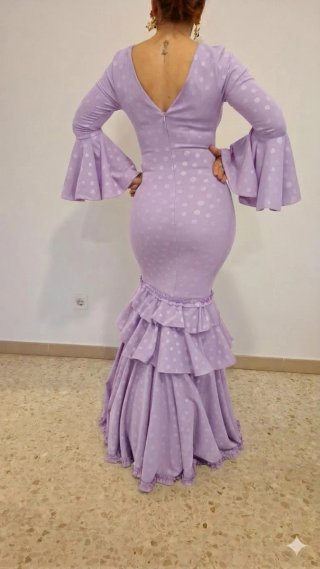 Traje de flamenca morado pastel TODAS LAS TALLAS