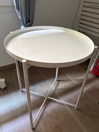 Mesa auxiliar redonda blanca metal