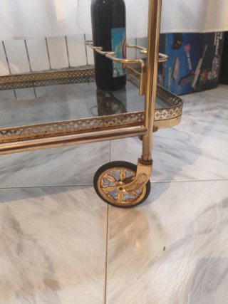 Carrito bar camarera cristal metal dorado