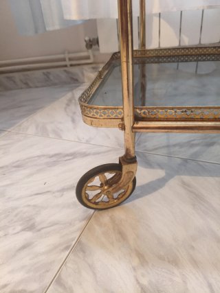 Carrito bar camarera cristal metal dorado