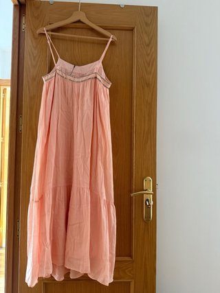 Vestido midi Zara mujer naranja pastel