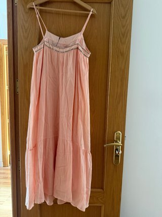 Vestido midi Zara mujer naranja pastel
