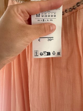 Vestido midi Zara mujer naranja pastel
