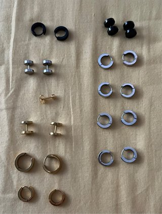 Set di orecchini a cerchio e dilatatori finti, 10 paia