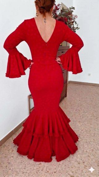 Traje de flamenca rojo TODAS LAS TALLAS