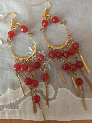 Orecchini artigianali agata rossa