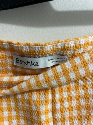 Pantalones cuadros Bershka naranja talla 44