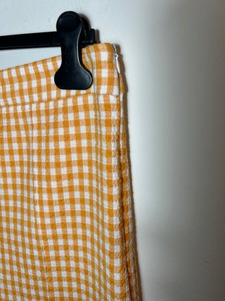 Pantalones cuadros Bershka naranja talla 44