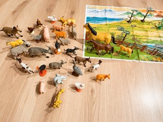 Lote figuras animales con tapete y vallas