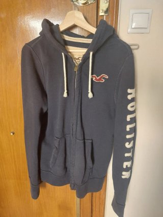 Sudadera Hollister con cremallera azul