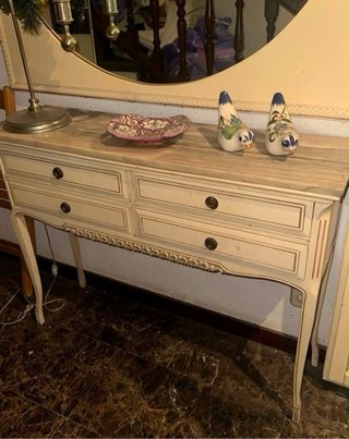 Mueble recibidor y espejo madera mármol