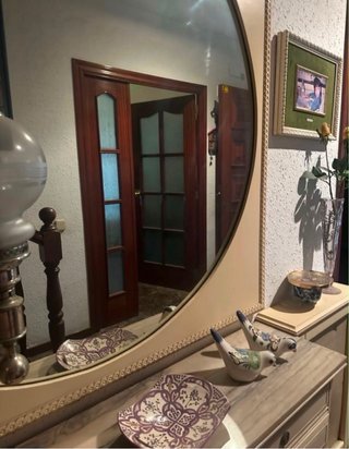 Mueble recibidor y espejo madera mármol