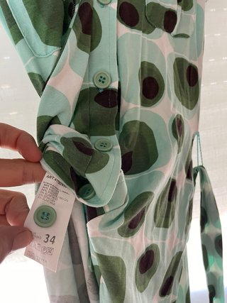 Vestido vintage Blanco tonos verdes talla 34