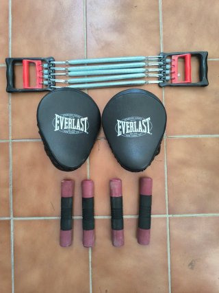 Manoplas Everlast y Barra de Resistencia
