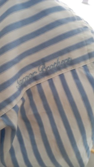 Camisa Christian Bogue riscas azul e branco tam 40