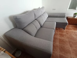 Sofá Chaise Longue Gris Tela
