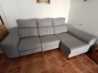 Sofá Chaise Longue Gris Tela