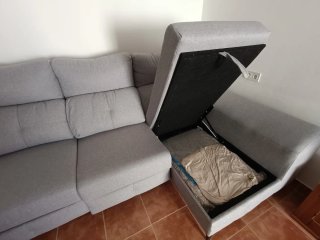 Sofá Chaise Longue Gris Tela