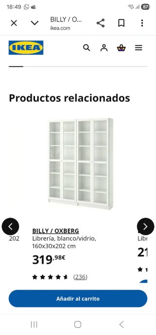 Librería Ikea Blanca con Puertas de Cristal