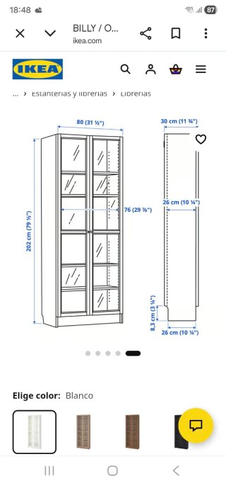 Librería Ikea Blanca con Puertas de Cristal