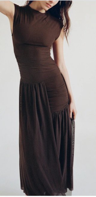 Vestido Zara Tul Marrón