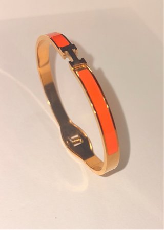 Pulsera Dorada Esmalte Naranja