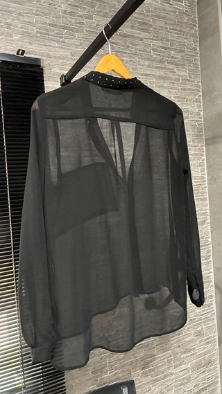 Blusa Zara Negra Transparente